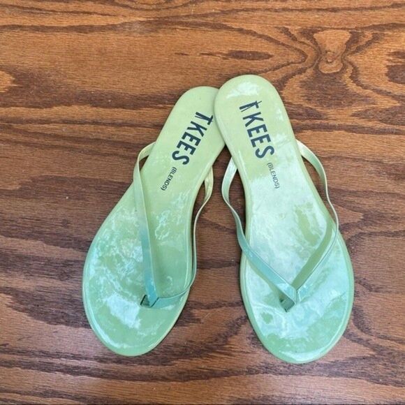 TKEES LEATHER FLIP FLOPS IN OMBRE (AQUA TO MINT) 6 - Picture 6 of 6
